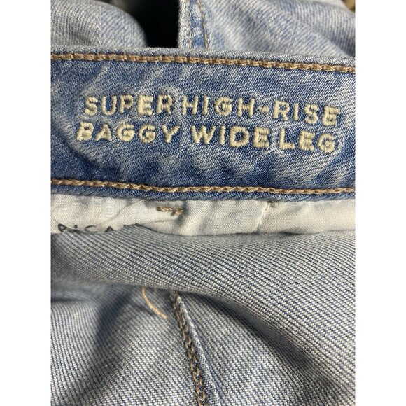 AMERICAN EAGLE SUPER HIGH RISE BAGGY WIDE LEG FLARE JEANS SZ 10 - Picture 6 of 7